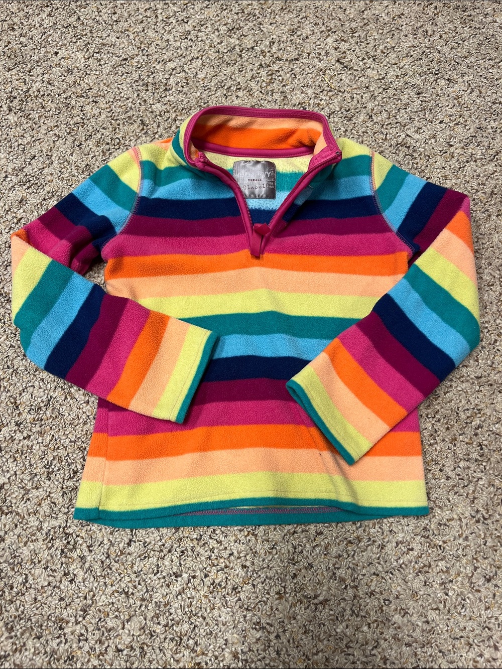 🍀6/$20 Old Navy Girls Rainbow Striped Quarter-Zip Fleece - Multicolor Brights